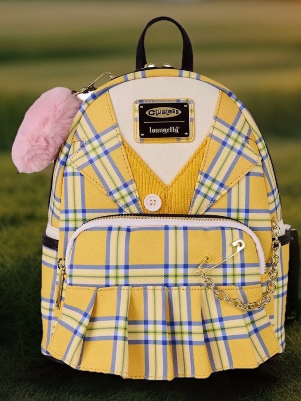 NEW Loungefly 30th Anniversary Clueless CHER Yellow Plaid Cosplay Mini Backpack